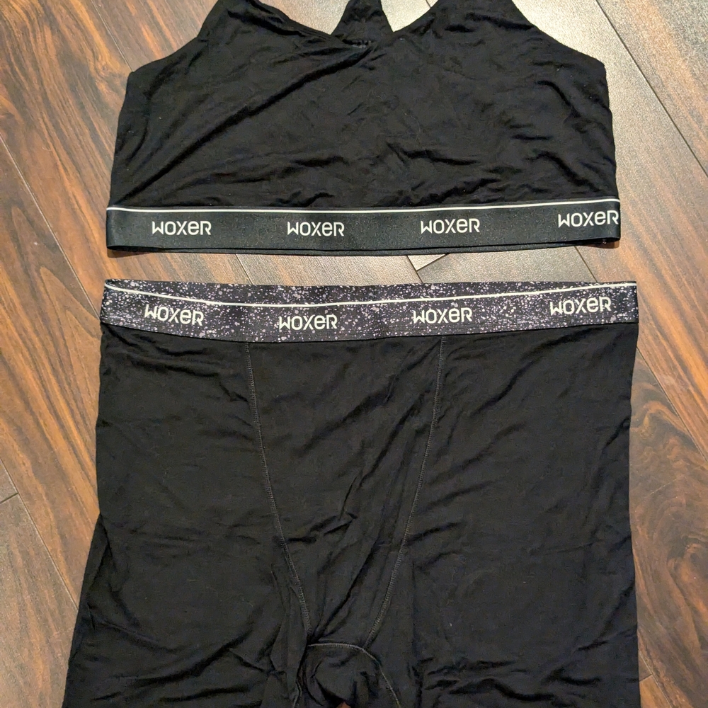 Woxer Black Sports Bra and Shorts Set